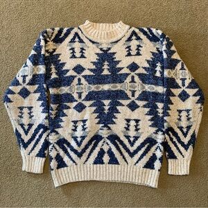 Women's Sz S Vintage Studio Michelle Stuart Knit Aztec Sweater Retro